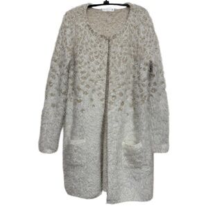 Retrology Women’s Cream Long Sleeve Open Front Cardigan Pockets Medium